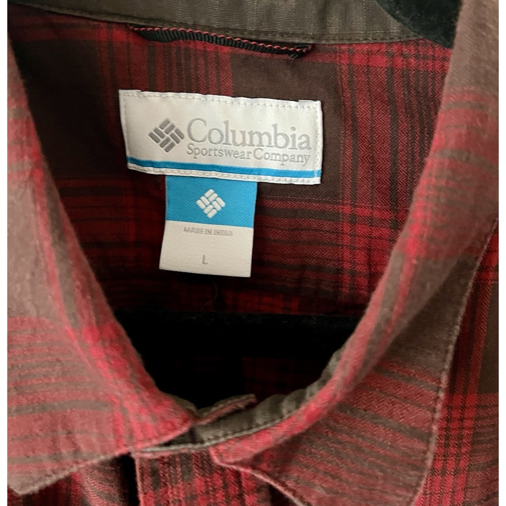 Columbia‎ Mens Plaid Long Sleeve Button Down Shirt Red Black Large RN 69724 - Picture 3 of 11